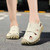 Women's beige hollow cut slip on shoe sandal 02