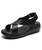 Women's black cross strap velcro fastening shoe sandal 01