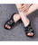 Women's black cross strap vamp slip on mule shoe sandal 04