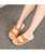 Women's orange double buckle strap vamp slip on mule shoe sandal 06