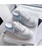 Women's white blue lace side print mule shoe sneaker 04