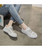 Women's white grey hollow out lace up shoe sneaker 04