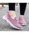 Women's pink hollow out sport print flyknit slip on shoe sneaker 05