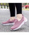 Women's pink hollow out sport print flyknit slip on shoe sneaker 04