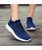 Women's blue pattern texture flyknit slip on shoe sneaker 05