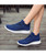 Women's blue pattern texture flyknit slip on shoe sneaker 04