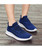 Women's blue pattern texture flyknit slip on shoe sneaker 06