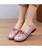 Women's pink floral pattern low cut slip on shoe loafer 06
