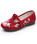 Women's red floral pattern low cut slip on shoe loafer 01