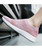 Women's pink texture flyknit sock like entry slip on shoe sneaker 07