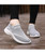 Women's grey pattern texture sock like entry slip on shoe sneaker 03