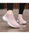 Women's pink pattern texture sock like entry slip on shoe sneaker 04