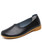 Women's black plain low cut slip on shoe loafer 01