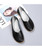 Women's black plain low cut slip on shoe loafer 06