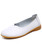 Women's white plain low cut slip on shoe loafer 01