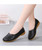 Women's black plain low cut hollow slip on shoe loafer 02