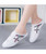 Women's white pattern stripe lace mule shoe sneaker 06