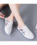 Women's white pattern stripe lace mule shoe sneaker 03