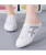Women's white silver stripe lace mule shoe sneaker 04