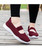 Women's red flyknit low cut hollow slip on shoe sneaker 05