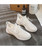 Women's white stripe texture hollow cut flyknit shoe sneaker 07