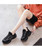 Women's black X pattern casual shoe sneaker 04