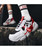 Women's white red pattern print hollow out shoe sneaker 08