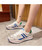 Women's blue striped logo pattern hollow out shoe sneaker 03