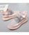 Women's pink texture stripe check casual shoe sneaker 15