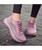 Women's pink flyknit logo pattern casual shoe sneaker 03