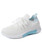 Women's white blue flyknit hollow out stripe shoe sneaker 01