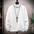 Men's white layered style pull over sweatshirt label pattern 01