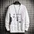 Men's white cartoon cat pattern Be Careful print pull over sweatshirt 01