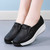 Women's black thread accents slip on rocker bottom sneaker 06