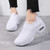 Women's white stripe slip on double rocker bottom sneaker 03