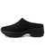 Women's black hollow out slip on double rocker bottom shoe mule 06