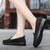 Women's black pattern texture flyknit slip on shoe loafer 03