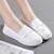 Women's white pleated effect penny slip on shoe loafer 06