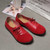 Women's red splicing style lace from side casual shoe 06