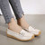 Women's beige double buckle strap slip on shoe loafer 02