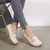 Women's beige double buckle strap slip on shoe loafer 05