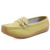 Women's yellow double buckle strap slip on shoe loafer 01