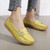 Women's yellow double buckle strap slip on shoe loafer 04