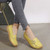 Women's yellow double buckle strap slip on shoe loafer 02