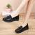 Women's black plain color penny slip on shoe loafer 04