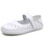 Women's white hollow floral low cut velcro slip on shoe 01