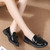 Women's black tassel penny patent slip on shoe loafer 04