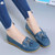 Women's blue tassel buckle on vamp slip on shoe loafer 04