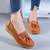 Women's orange tassel buckle on vamp slip on shoe loafer 03