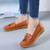 Women's orange tassel buckle on vamp slip on shoe loafer 02